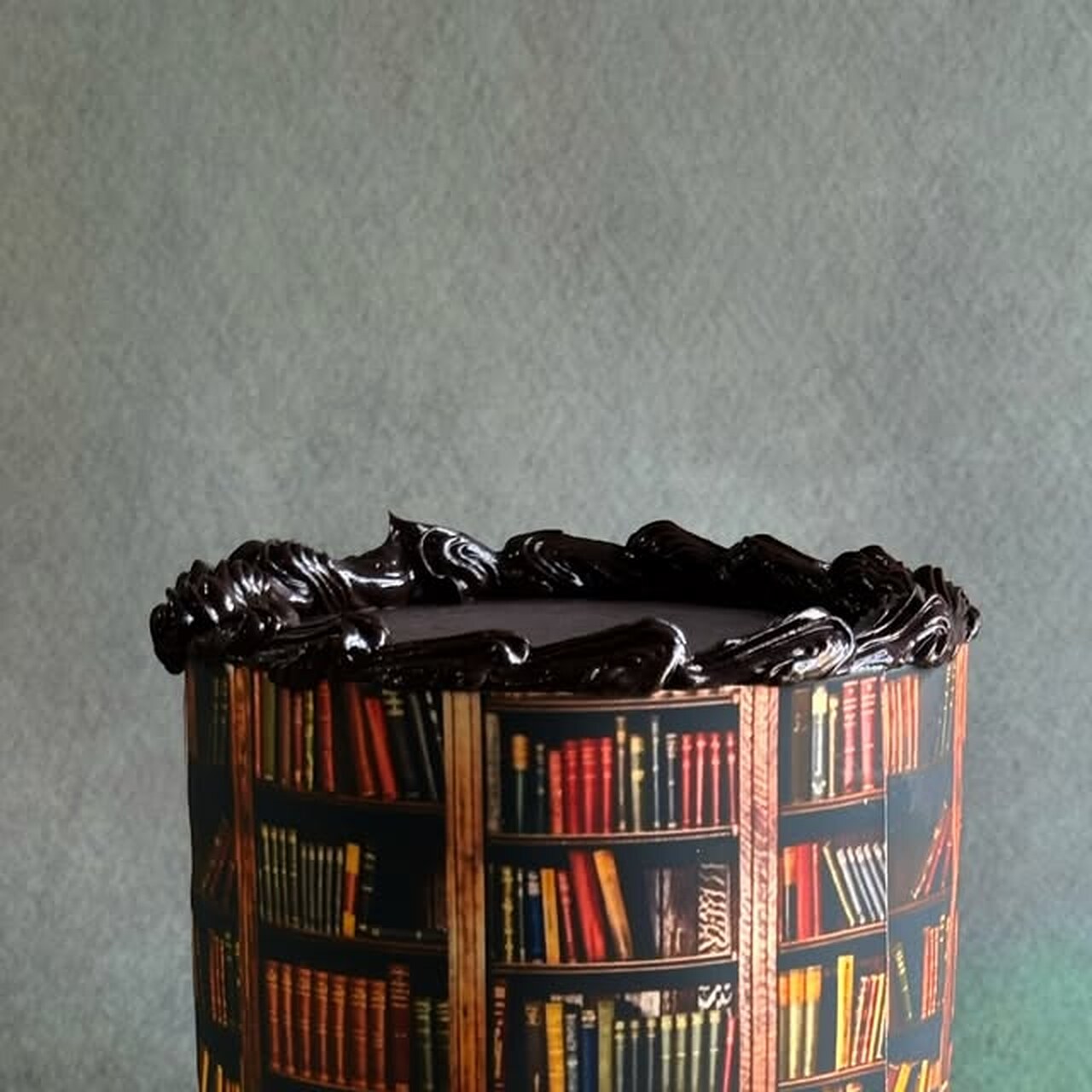 Book-lover theme cake with chocolate drip